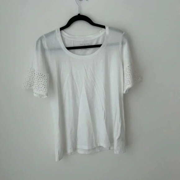 Talbots white top with lace sleeves cotton modal - Picture 1 of 8